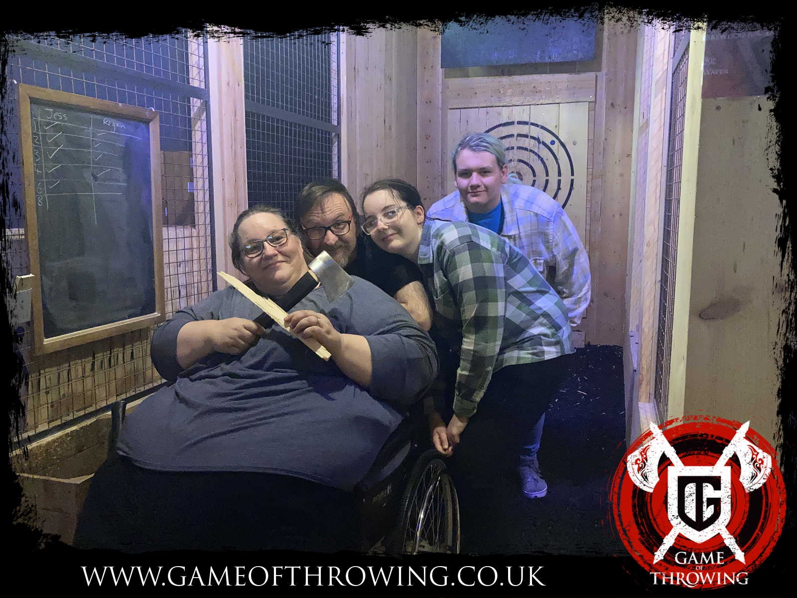 Group photo after axe throwing