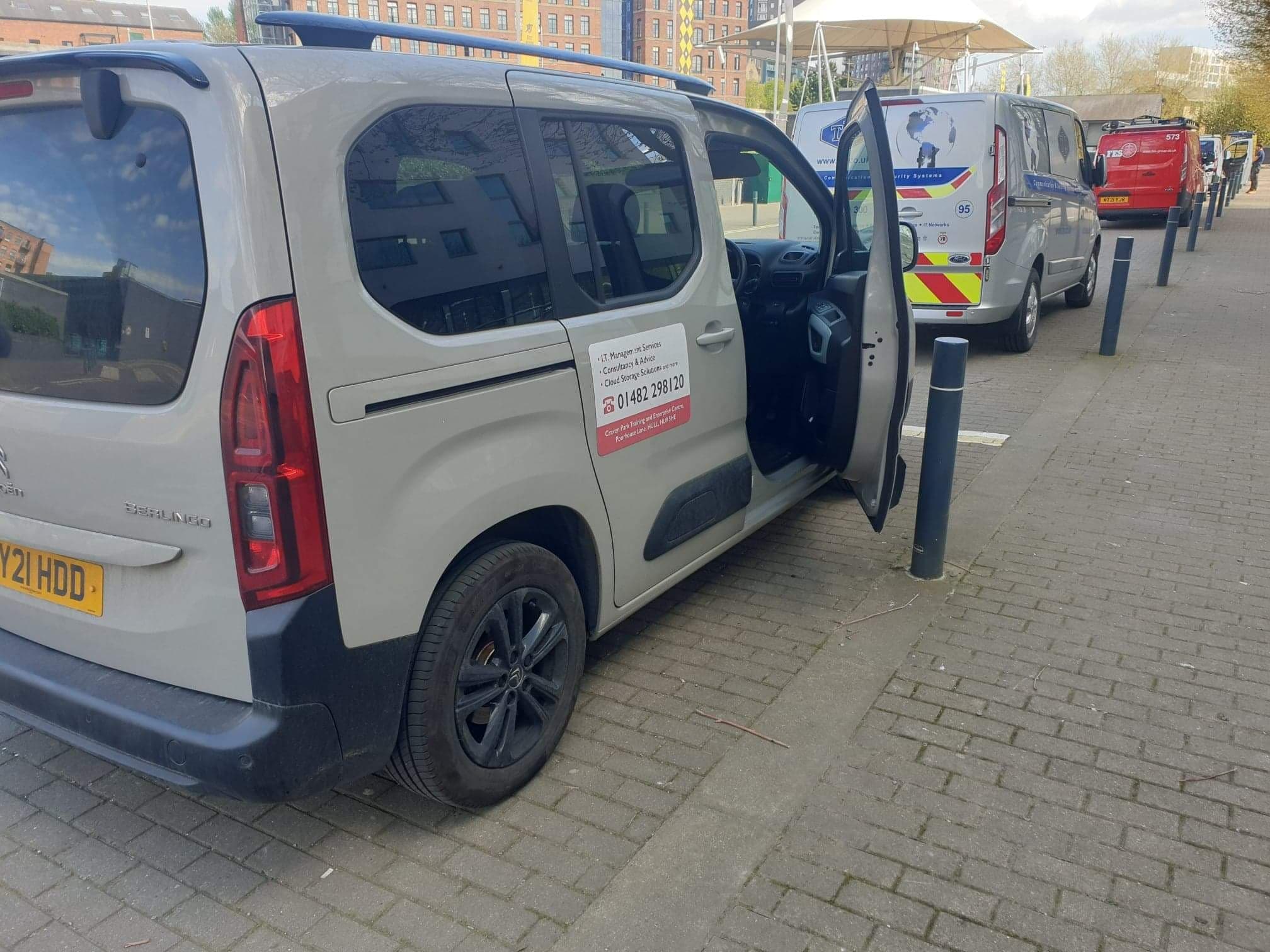 Bollard next to car door