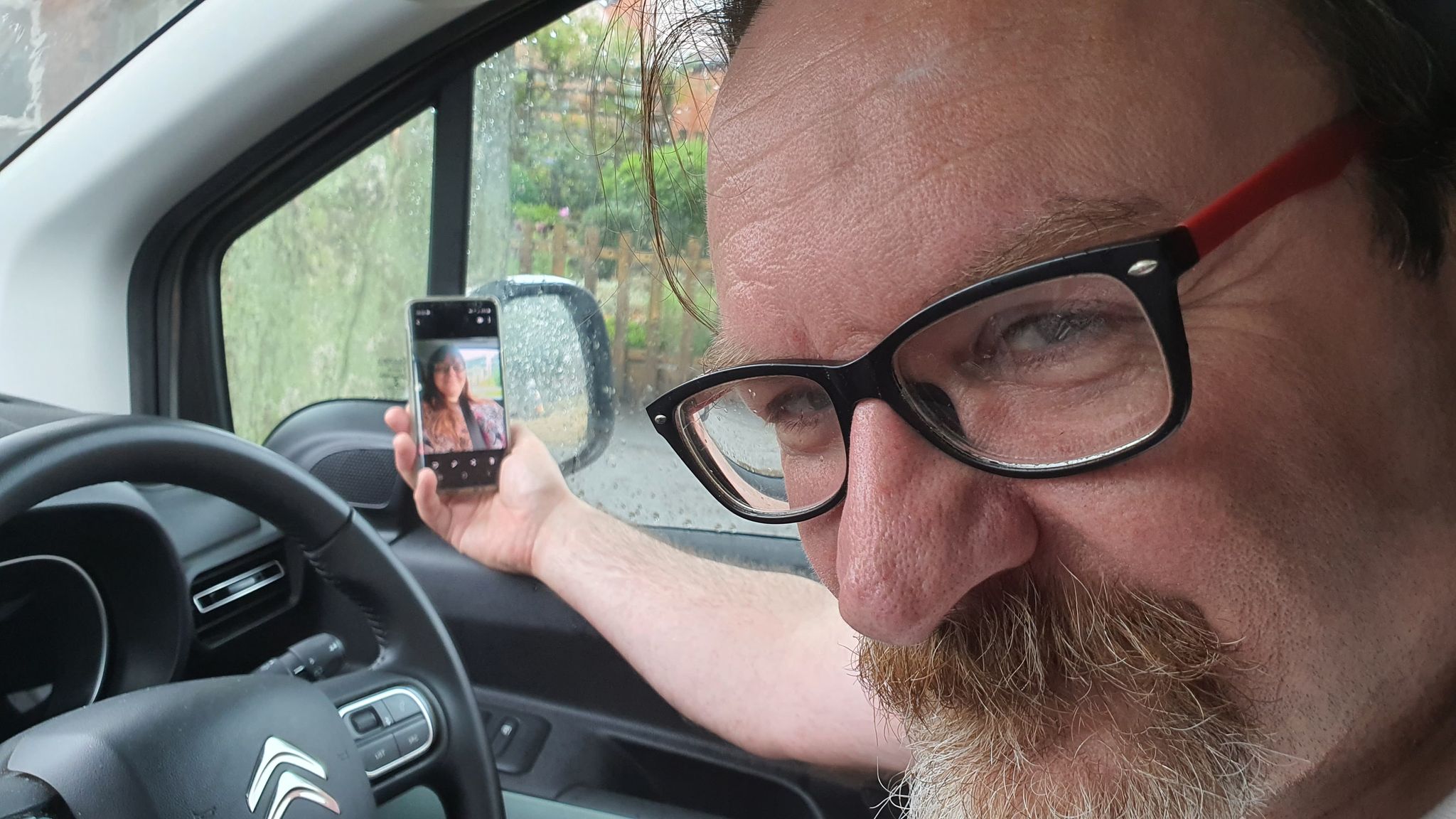 Robin calling Helen with puffin number 9 in the wing mirror