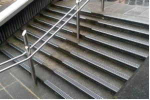 a staircase with textured anti-slip stair nosing